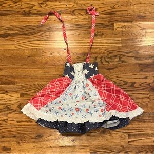 Cheeky Plum Red, White and Blue patriotic  dress. Size 5T